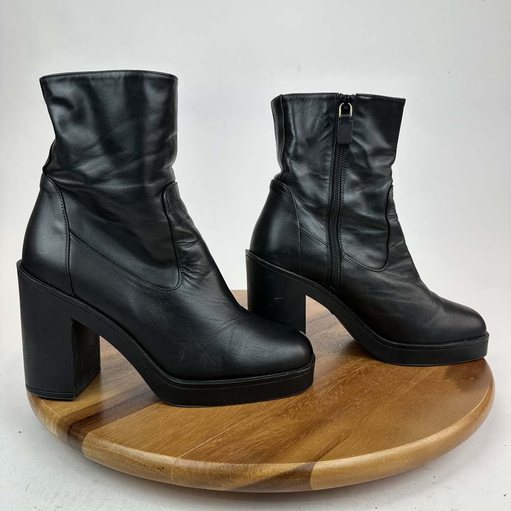 Womens Stuart Weitzman Bethenny 80‎ Leather Platform Heeled Ankle Boots Size 8 B